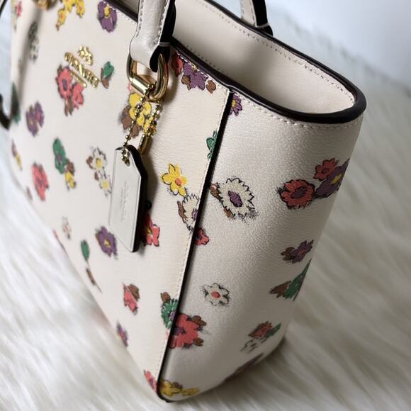 NWT Coach Alice Satchel With Spaced Floral Field/Smooth Leather/Chalk - Picture 2 of 11